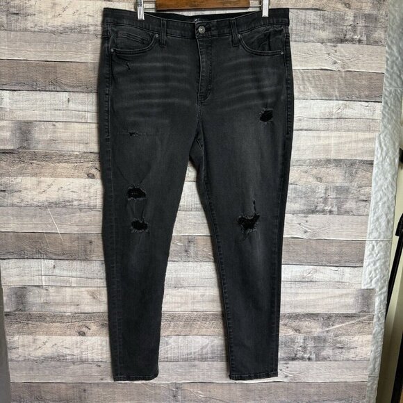 Lularoe Jeans Women 34 Dark Wash Magic Waistband Distressed Skinny Fit High Rise - Picture 1 of 9